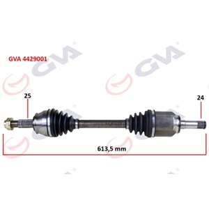 KOMPLE AKS SOL LALESIZ DOBLO 1.9 JTD 01> DOBLO-ALBEA 1.3 MTJ 05>(613,5mm)
