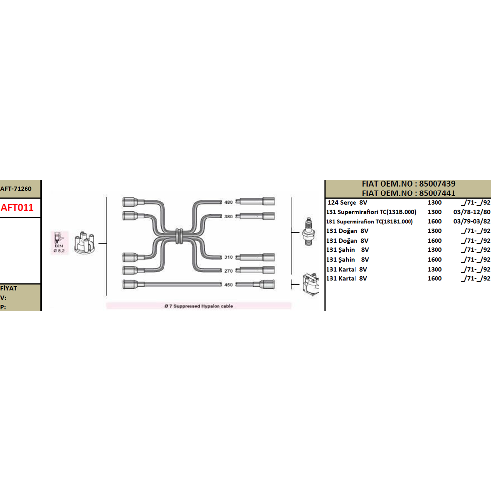 BUJI KABLO TAKIMI M131 M124 DOGAN KARTAL SAHIN