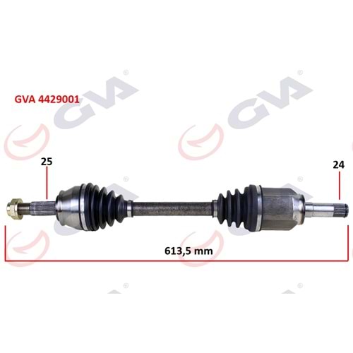 KOMPLE AKS SOL LALESIZ DOBLO 1.9 JTD 01> DOBLO-ALBEA 1.3 MTJ 05>(613,5mm)
