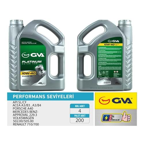 MOTOR YAGI 10W40 4 LT PLATINUM YARI SENTETIK API SL/CF