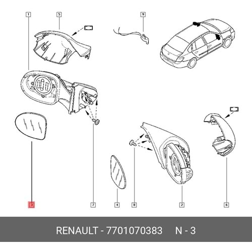 DIS DIKIZ AYNA CAMI SOL CLIO SYMBOL 2009-2012 ELEKTRIKLI